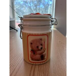 Bear Theme Antique Look Canister with vacuum Seal Lid size 6”x4”